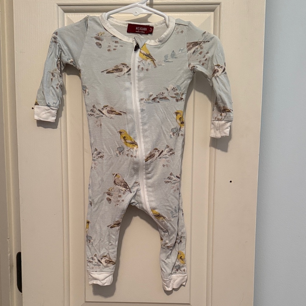 Milkbarn Blue and Yellow Bird Print sleep & play